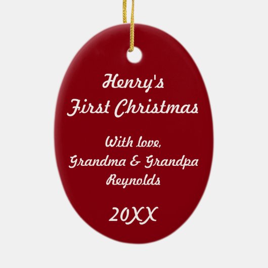 Baby's eerste kerstcadeautje keramisch ornament (Achterkant)