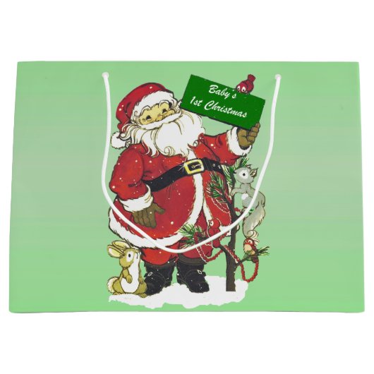 Baby's eerste kerstcadeautje kerstman groot cadeauzakje (Voorkant)