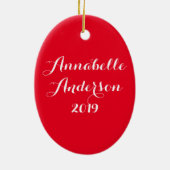 Baby's eerste kerstcadeautje personaliseren keramisch ornament (Achterkant)