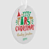 Baby's eerste kerstcadeautje Rood groen feestje Ornament (voorkant)