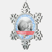 Baby's eerste kerstcadeautje Rudolph Tin Sneeuwvlok Ornament (Rechts)