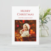 Baby's eerste kerstcadeautje Santa Photo Red Feestdagenkaart (Staand voorkant)