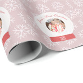 Baby's eerste kerstcadeautje Snowglobe Snowflakes Cadeaupapier (Rol Hoek)