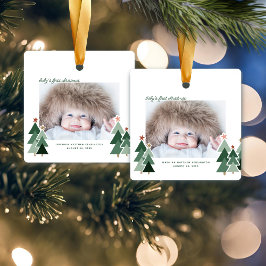 Baby's eerste kerstcadeautjes met feestdagen Foto Keramisch Ornament