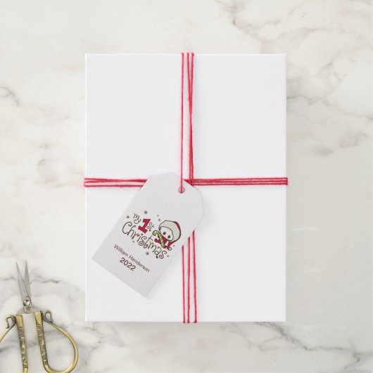 Baby's eerste kerstcadeautjes op maat voor baby's cadeaulabel (Met Touw)