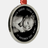 Baby's eerste kerstcirkel Typografie Foto Metalen Ornament (Rechts)