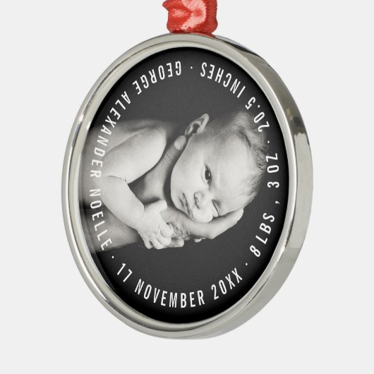 Baby's eerste kerstcirkel Typografie Foto Metalen Ornament (Links)