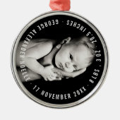 Baby's eerste kerstcirkel Typografie Foto Metalen Ornament (Voorkant)