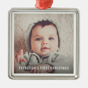Baby's Eerste Kerstdag Foto Aandenken Metalen Ornament