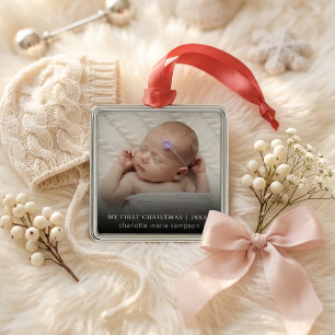 Baby's Eerste Kerstdag Foto Erfstuk Metalen Ornament