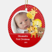 Baby's Eerste Kerstdag Foto Ornament Jungle Dier (Links)