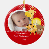 Baby's Eerste Kerstdag Foto Ornament Jungle Dier (Achterkant)