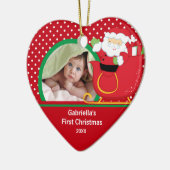Baby's Eerste Kerstdag Foto Ornament Kerstman (Links)