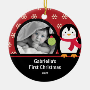 Baby's Eerste Kerstdag Foto Ornament Pinguïn