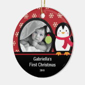 Baby's Eerste Kerstdag Foto Ornament Pinguïn (Links)
