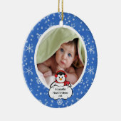 Baby's Eerste Kerstdag Foto Ornament Pinguïn (Rechts)