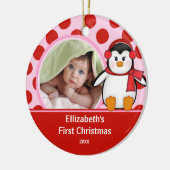 Baby's Eerste Kerstdag Foto Ornament Pinguïn (Links)