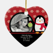 Baby's Eerste Kerstdag Foto Ornament Pinguïn (Achterkant)