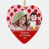 Baby's Eerste Kerstdag Foto Ornament Pinguïn (Rechts)