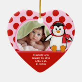Baby's Eerste Kerstdag Foto Ornament Pinguïn (Achterkant)