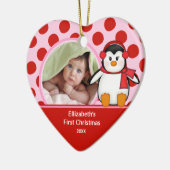 Baby's Eerste Kerstdag Foto Ornament Pinguïn (Links)