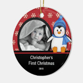 Baby's Eerste Kerstdag Foto Ornament Pinguïn (Links)