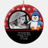Baby's Eerste Kerstdag Foto Ornament Pinguïn (Achterkant)