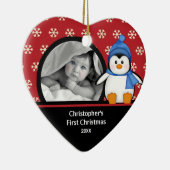 Baby's Eerste Kerstdag Foto Ornament Pinguïn (Rechts)