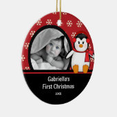 Baby's Eerste Kerstdag Foto Ornament Pinguïn (Rechts)
