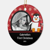 Baby's Eerste Kerstdag Foto Ornament Pinguïn (Links)
