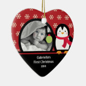 Baby's Eerste Kerstdag Foto Ornament Pinguïn (Rechts)