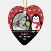 Baby's Eerste Kerstdag Foto Ornament Pinguïn (Links)