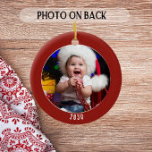 Baby's Eerste Kerstdag Gepersonaliseerde Foto en D Keramisch Ornament
