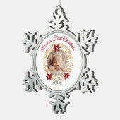 Baby's Eerste Kerstdag Sneeuwvlok Foto Ornament (Rechts)