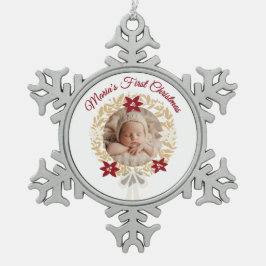 Baby's Eerste Kerstdag Sneeuwvlok Foto Ornament