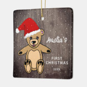 Baby's Eerste Kerstdag Teddy Bear Santa Hat Keramisch Ornament (Links)