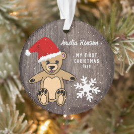 Baby's Eerste Kerstdag Teddy Bear Santa Hat Ornament