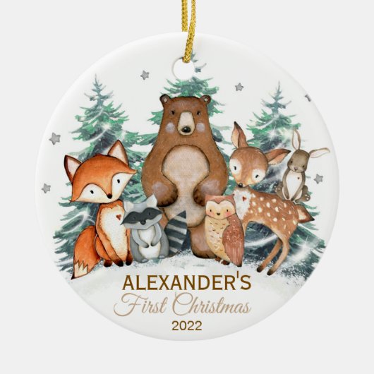 Baby's Eerste Kerstdier Ornament Bos (Voorkant)