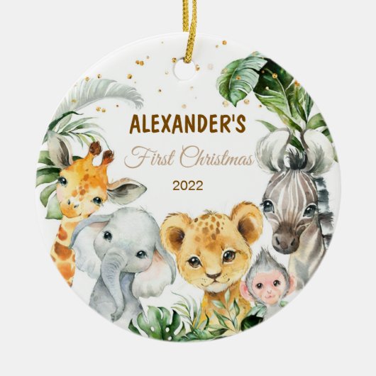 Baby's Eerste Kerstdieren Ornament Safaridieren (Voorkant)