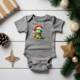 Baby's eerste kerstdinosaurus groen romper