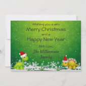 Baby's eerste kerstdinosaurussen Fotokaart Feestdagenkaart (Achterkant)