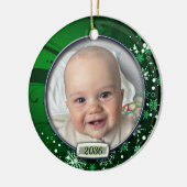 Baby's Eerste Kerstdisfoto Frame Keramisch Ornament (Links)