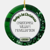 Baby's Eerste Kerstdisfoto Frame Keramisch Ornament (Achterkant)