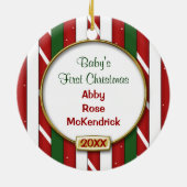 Baby's Eerste Kerstdisfoto Frame Keramisch Ornament (Achterkant)