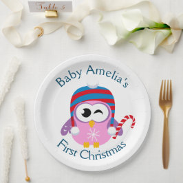 Baby's eerste kerstdomme roze trui papieren bordje