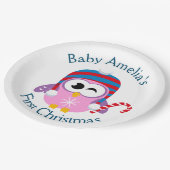 Baby's eerste kerstdomme roze trui papieren bordje (Gekanteld)