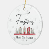 Baby's eerste kerstdorp keramisch ornament (Links)