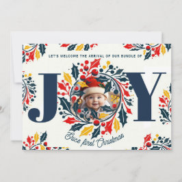 Baby's Eerste Kerstdriekleur JOY krans 2 Feestdagenkaart