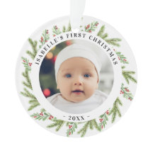 Baby's eerste kerstfeest 2 foto's groen