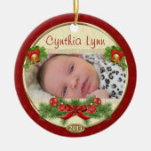 Baby's Eerste Kerstfeest Aangepast Foto Ornament (Voorkant)